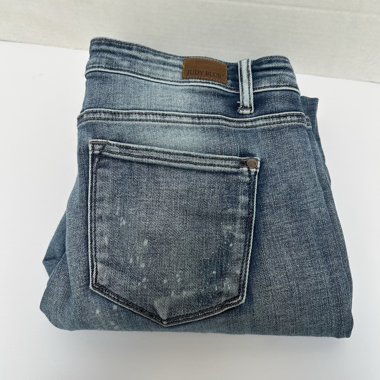 Judy Blue Boyfriend Mid-Rise Destroyed Jean Bleach Splatter Sz 13/31 Style#82169